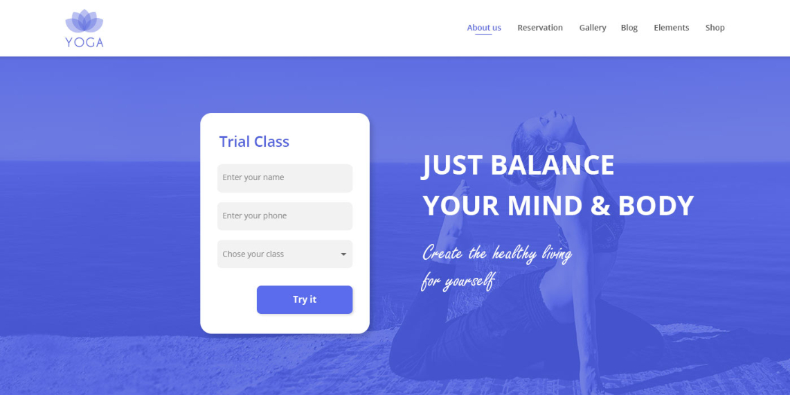 Landing Page Yoga